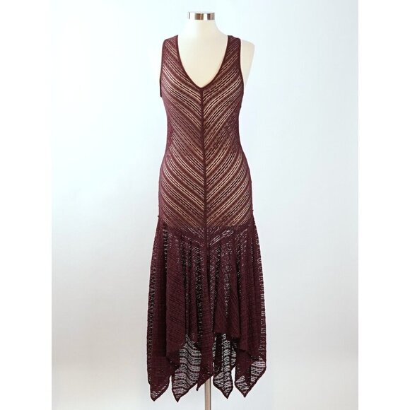Free People Lila Lace Asymmetric Slip Dress Plum Purple - Size Small - Picture 1 of 5